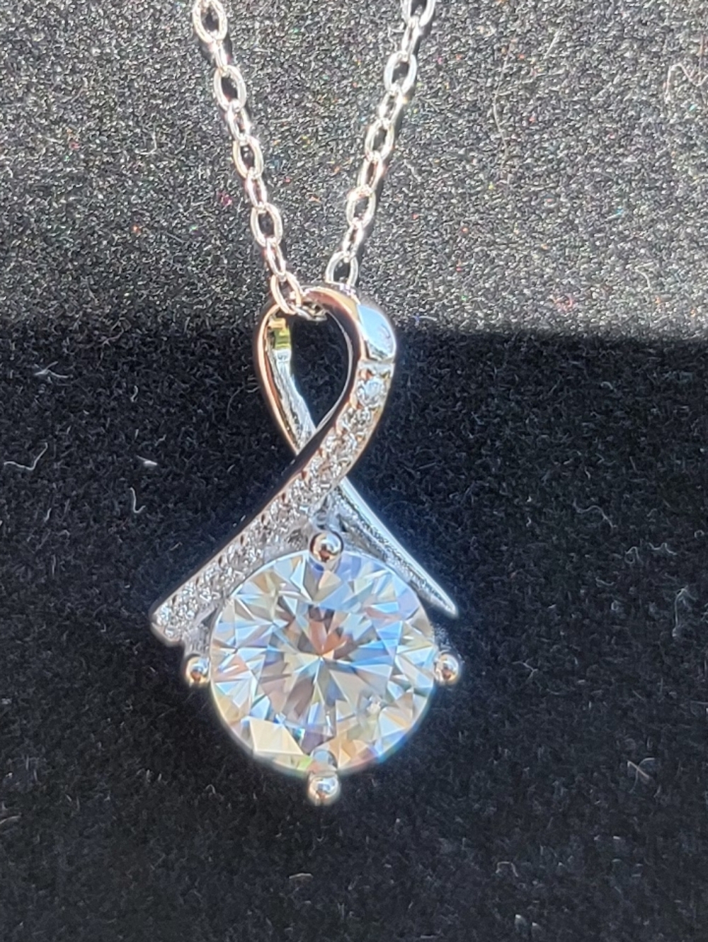 Moissanite Teardrop Pendant Necklace - Certified - Picture 4 of 6